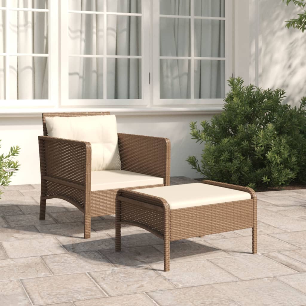 2-Delige Loungeset Met Kussens Poly Rattan Zwart