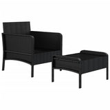 2-Delige Loungeset Met Kussens Poly Rattan Zwart