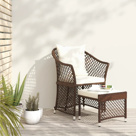 -Delige Loungeset Met Kussens Poly Rattan