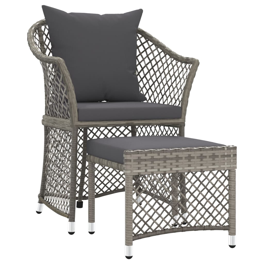 -Delige Loungeset Met Kussens Poly Rattan