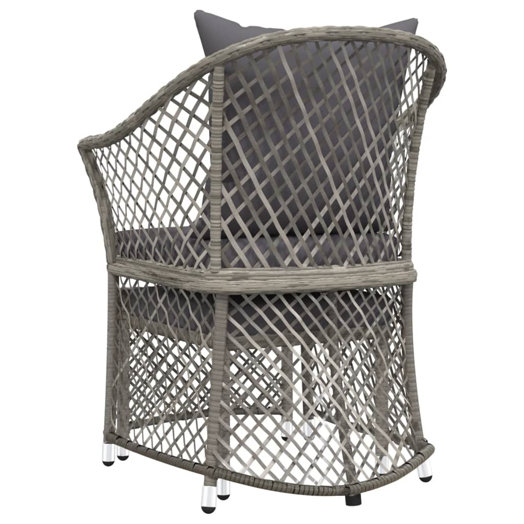 -Delige Loungeset Met Kussens Poly Rattan