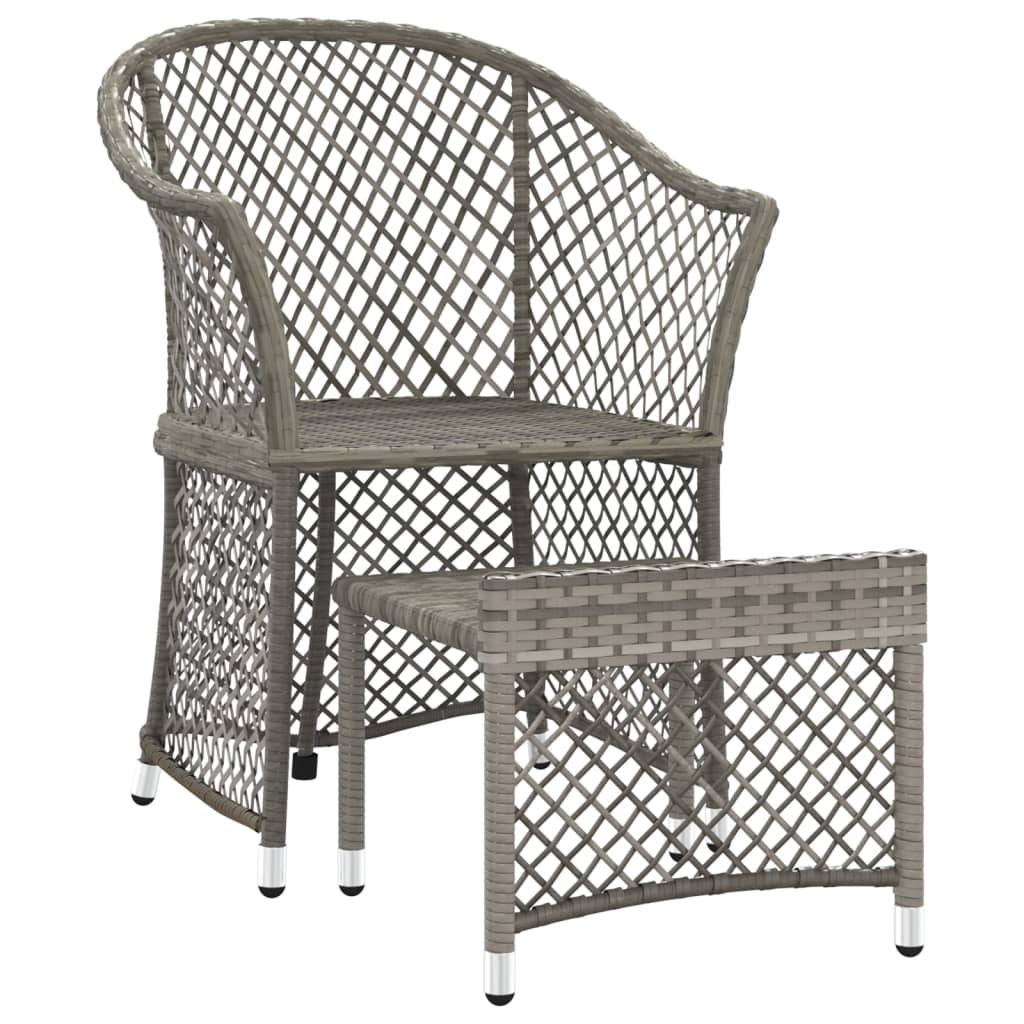 -Delige Loungeset Met Kussens Poly Rattan