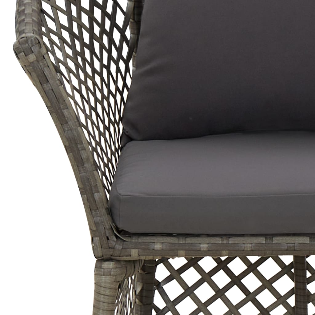 -Delige Loungeset Met Kussens Poly Rattan