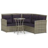 -Delige Loungeset Met Kussens L-Vormig Poly Rattan