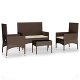 -Delige Loungeset Met Kussens Poly Rattan