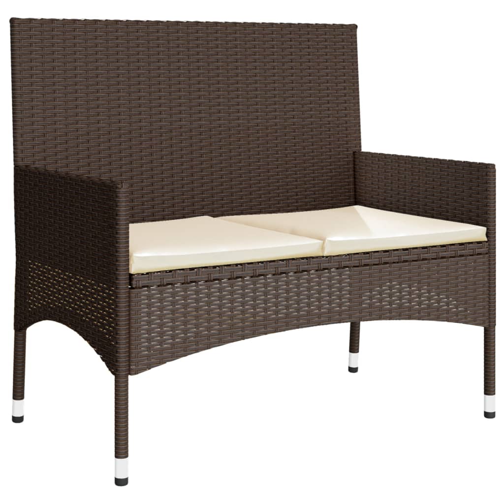 -Delige Loungeset Met Kussens Poly Rattan