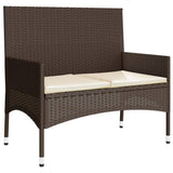 -Delige Loungeset Met Kussens Poly Rattan