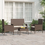 -Delige Loungeset Met Kussens Poly Rattan