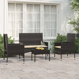 -Delige Loungeset Met Kussens Poly Rattan