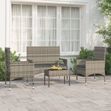 -Delige Loungeset Met Kussens Poly Rattan