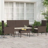 -Delige Loungeset Met Kussens Poly Rattan