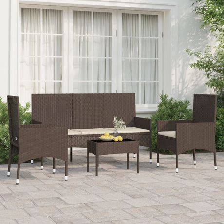 -Delige Loungeset Met Kussens Poly Rattan