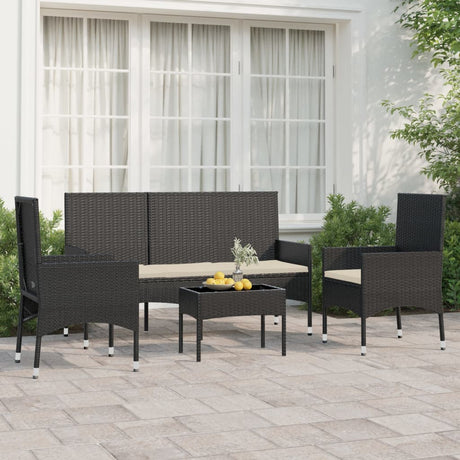 -Delige Loungeset Met Kussens Poly Rattan