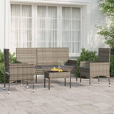 -Delige Loungeset Met Kussens Poly Rattan