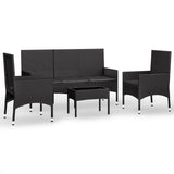 -Delige Loungeset Met Kussens Poly Rattan