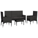 -Delige Loungeset Met Kussens Poly Rattan