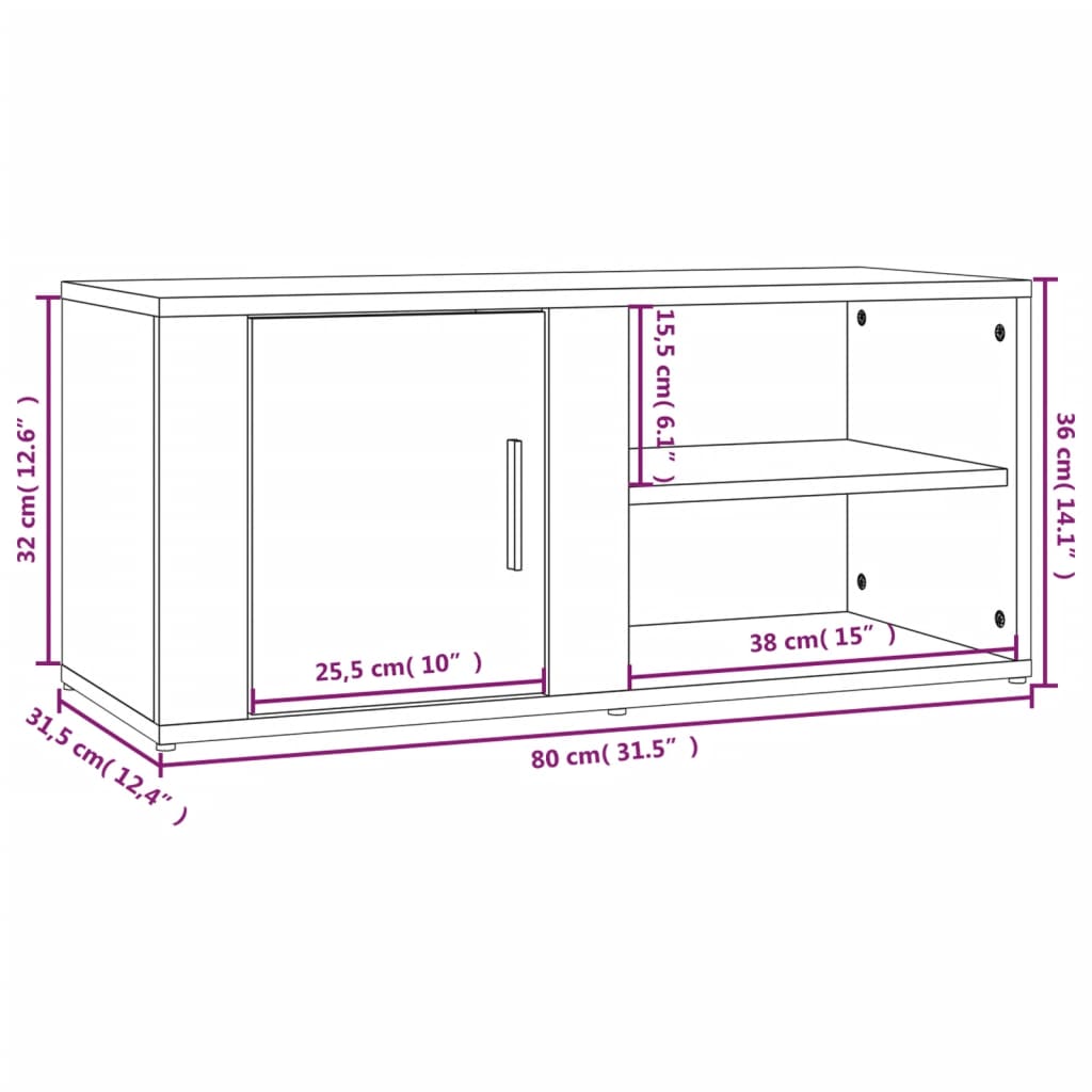 Tv-Meubels 80X31,5X36 Cm Bewerkt Hout