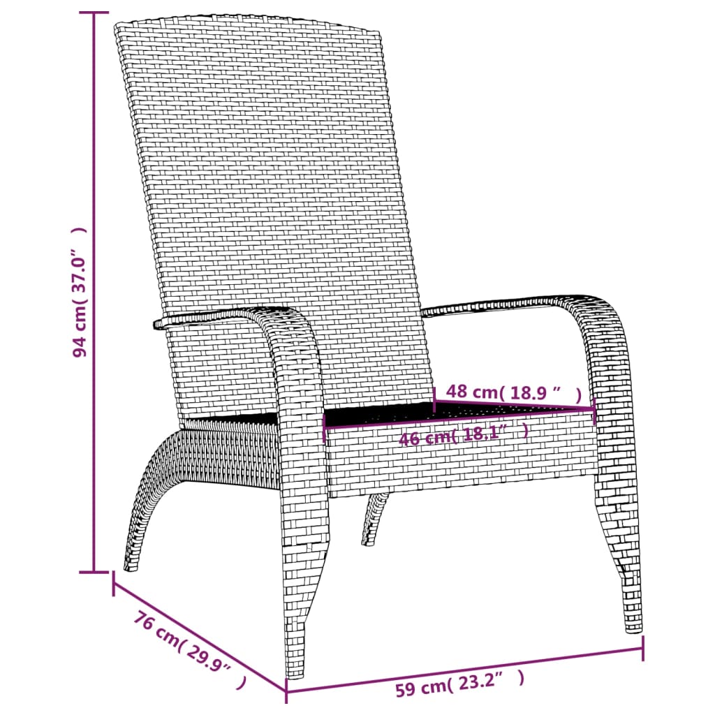 Tuinstoel Adirondack Poly Rattan