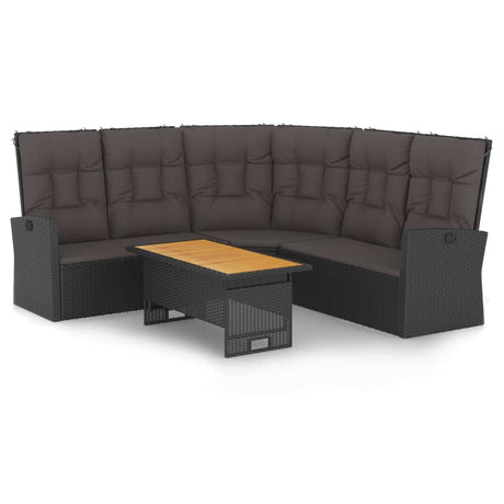 -Delige Loungeset Met Kussens Poly Rattan