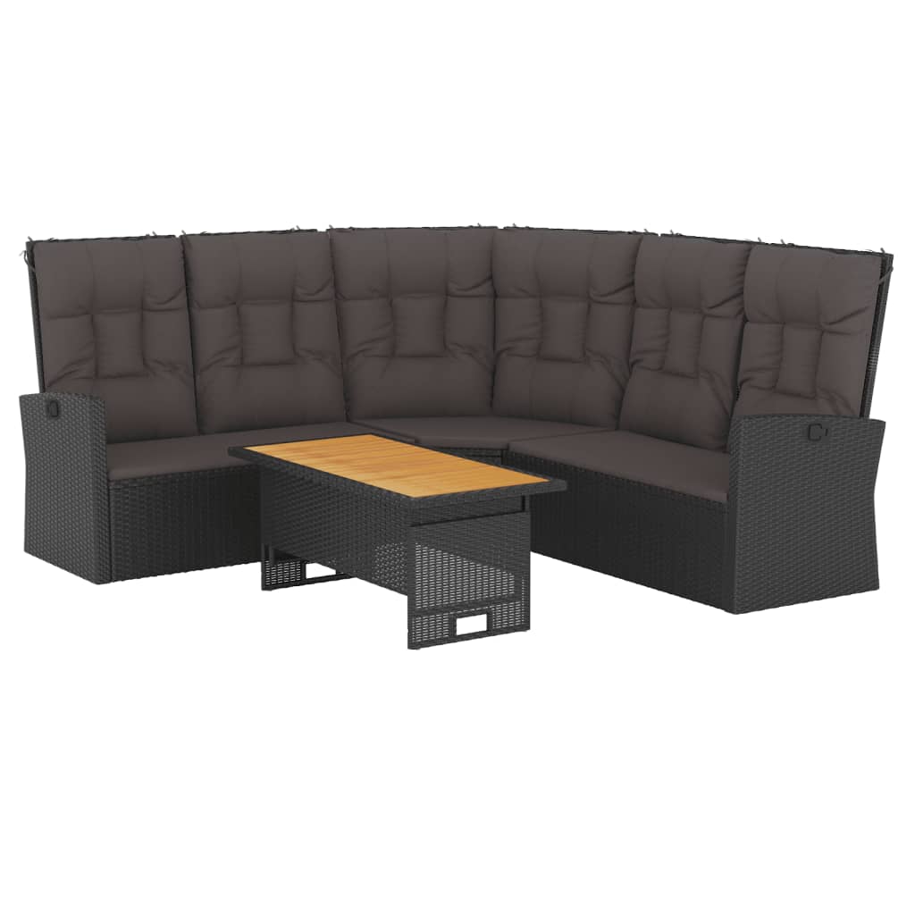 -Delige Loungeset Met Kussens Poly Rattan