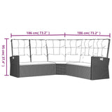 -Delige Loungeset Met Kussens Poly Rattan