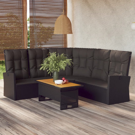 -Delige Loungeset Met Kussens Poly Rattan