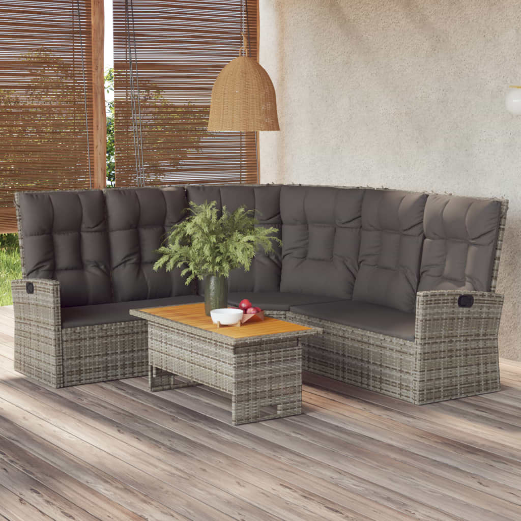 -Delige Loungeset Met Kussens Poly Rattan