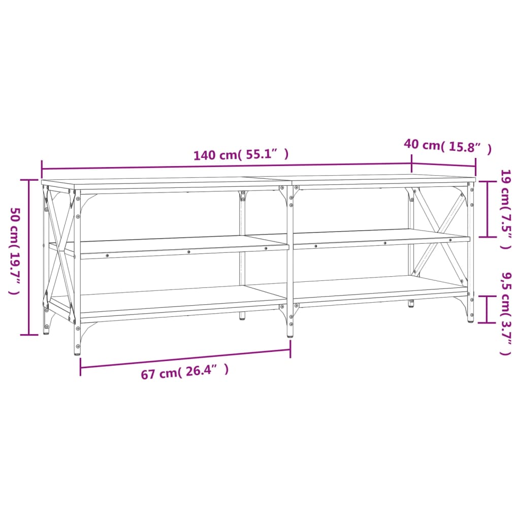 Tv-Meubel 40X40X50 Cm Bewerkt Hout Kleurig