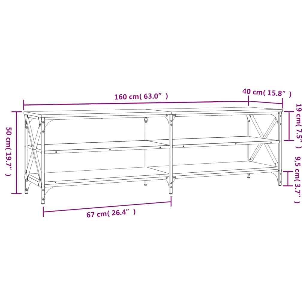 Tv-Meubel 60X40X50 Cm Bewerkt Hout Eikenkleurig