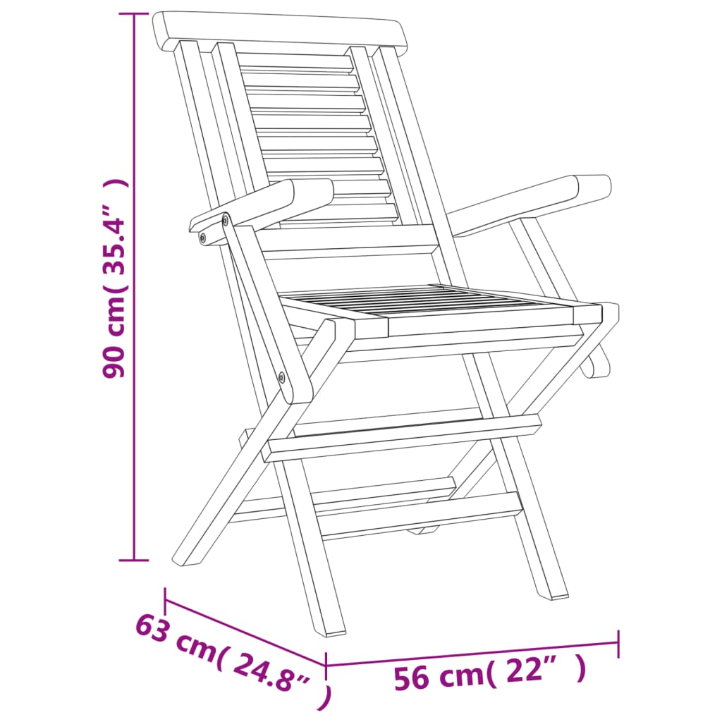 Tuinstoelen Inklapbaar 56X63X90 Cm Massief Teakhout