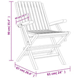 Tuinstoelen Inklapbaar 61X67X90 Cm Massief Teakhout