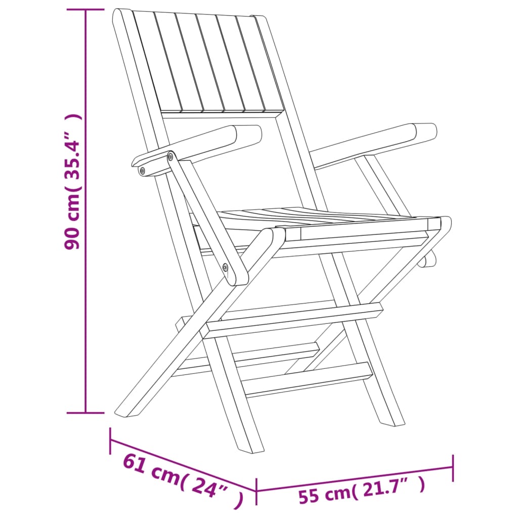 Tuinstoelen Inklapbaar 55X61X90 Cm Massief Teakhout