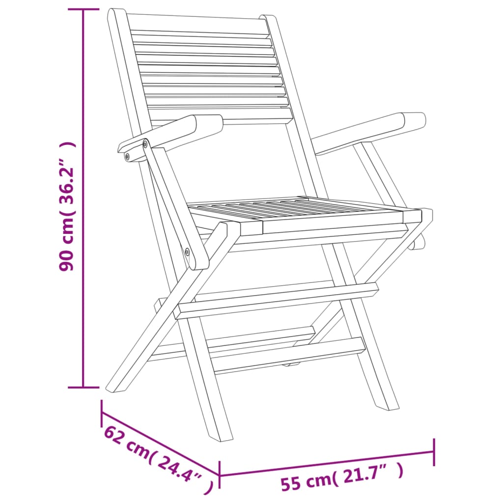 Tuinstoelen Inklapbaar 55X2X90 Cm Massief Teakhout