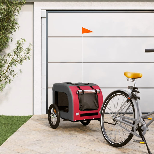 Hondenfietskar Oxford Stof En Ijzer Rood En Grijs