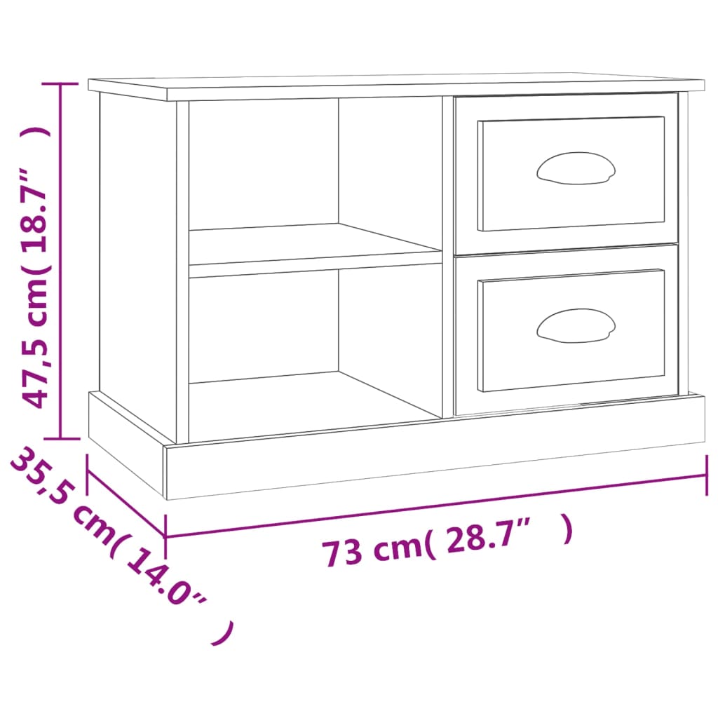 Tv-Meubel 73X35,5X47,5 Cm Bewerkt Hout