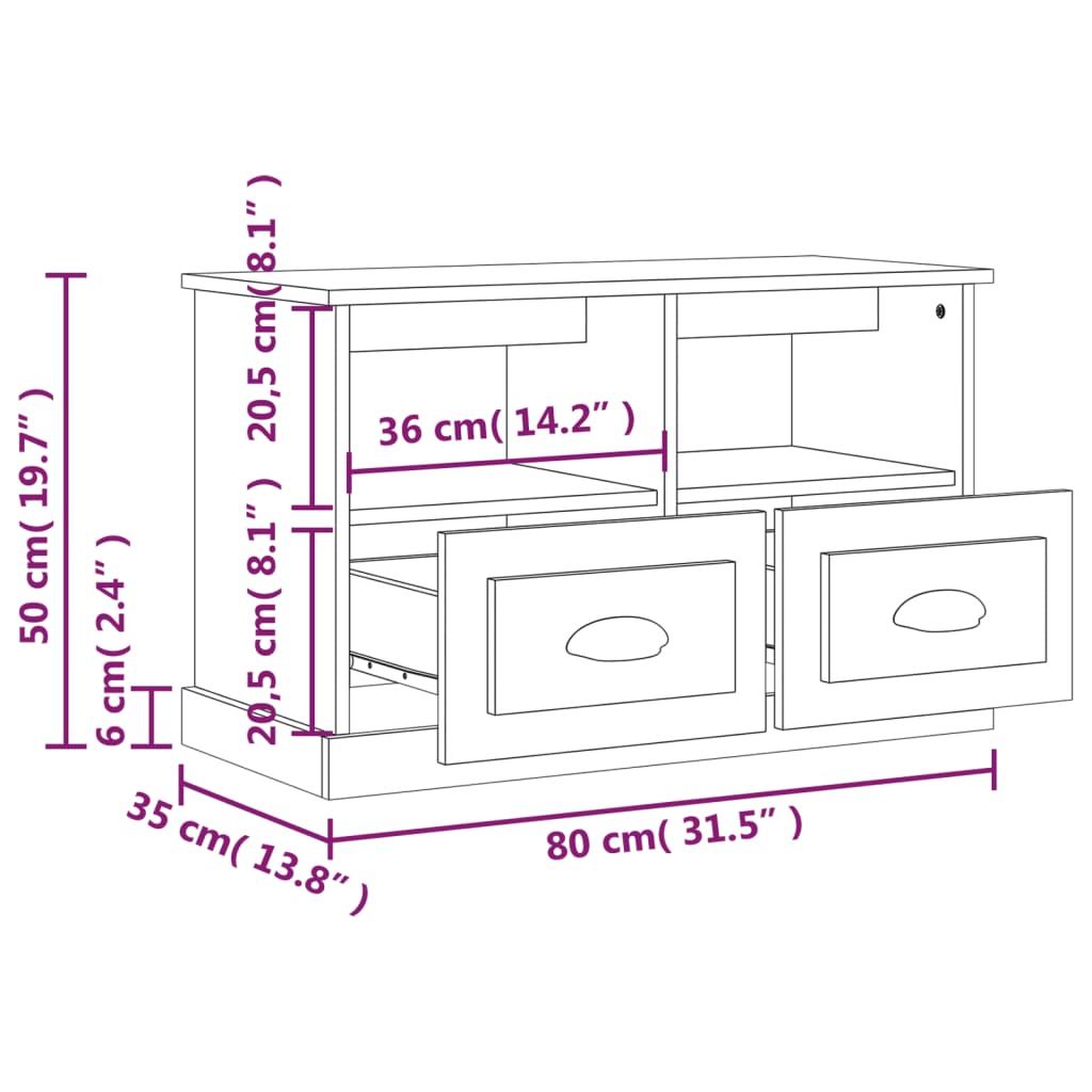 Tv-Meubel Bewerkt Hout Eikenkleurig