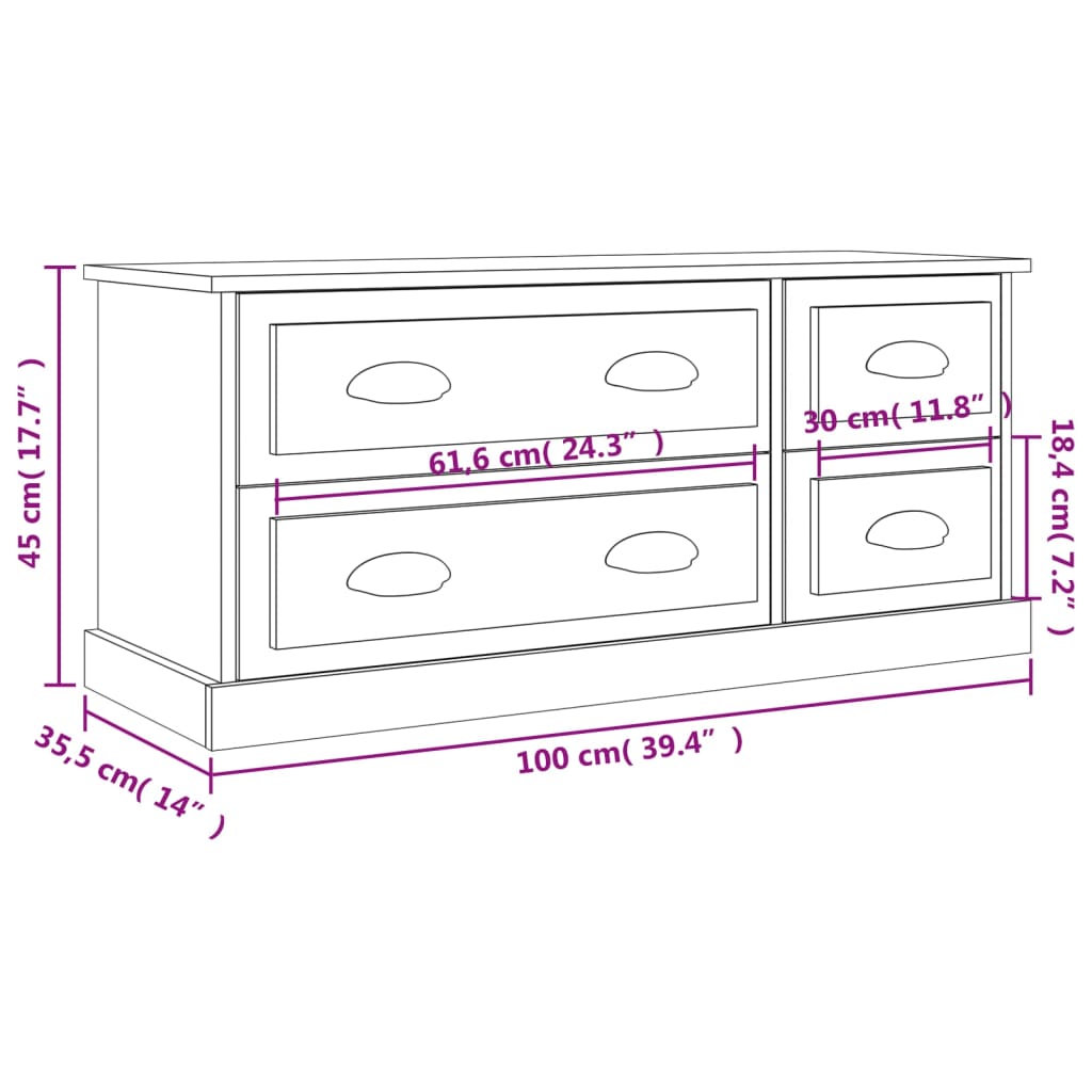 Tv-Meubel 00X35,5X45 Cm Bewerkt Hout Kleurig