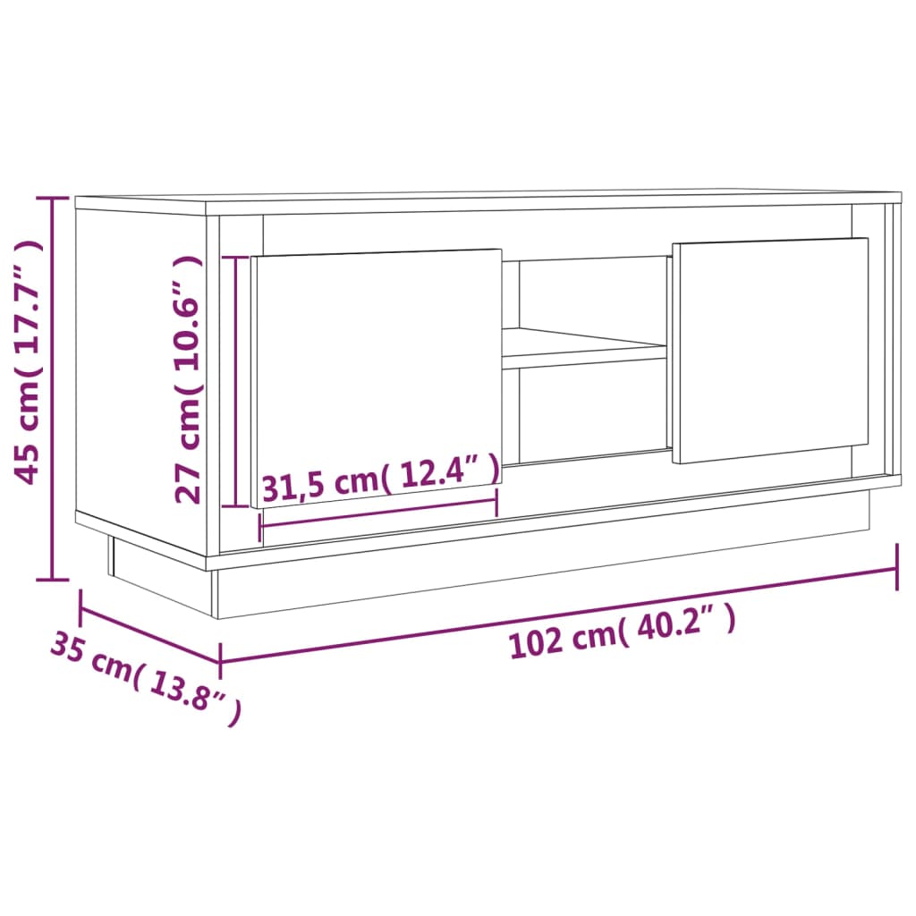 Tv-Meubel 02X35X45 Cm Bewerkt Hout