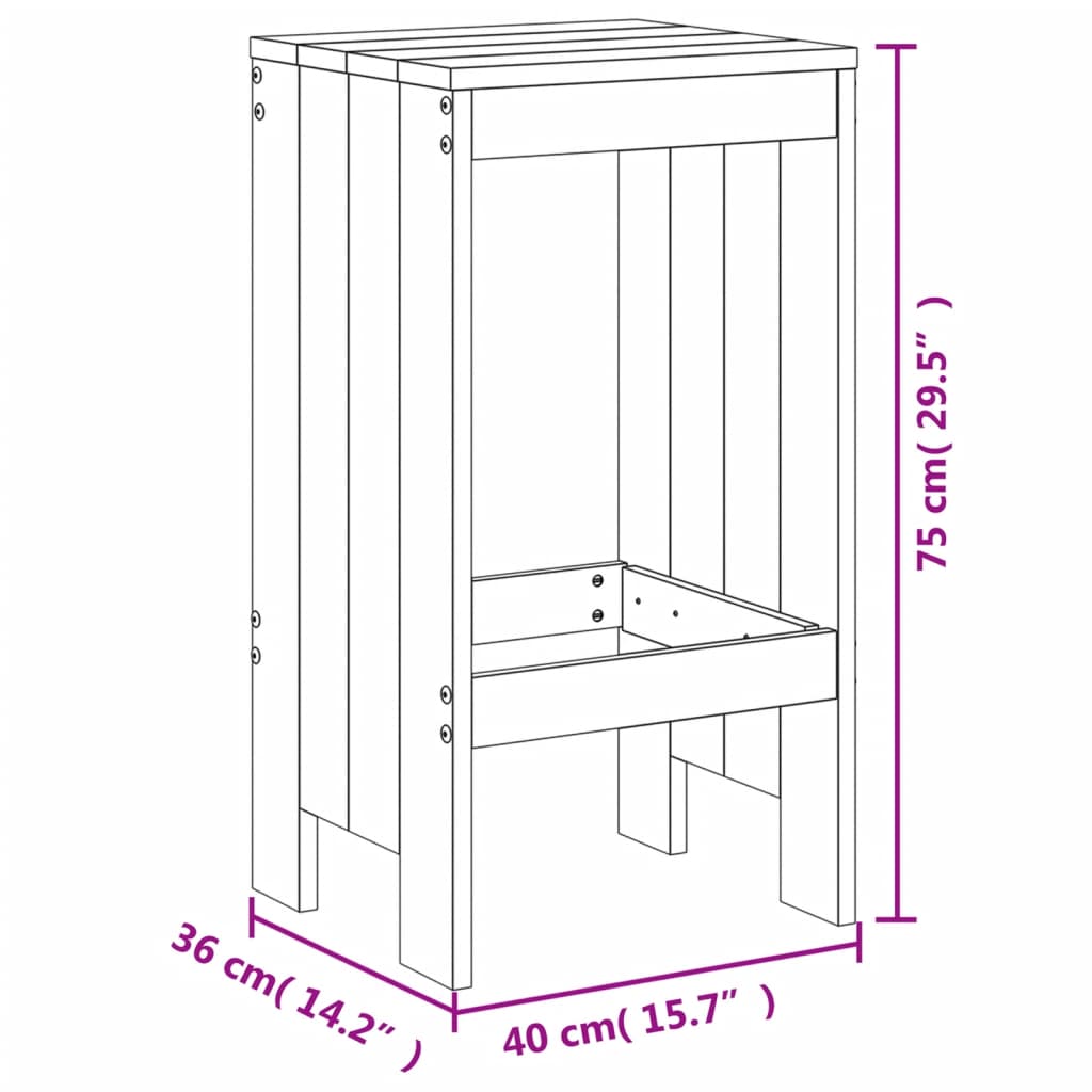 -Delige Barset Massief Grenenhout Wit