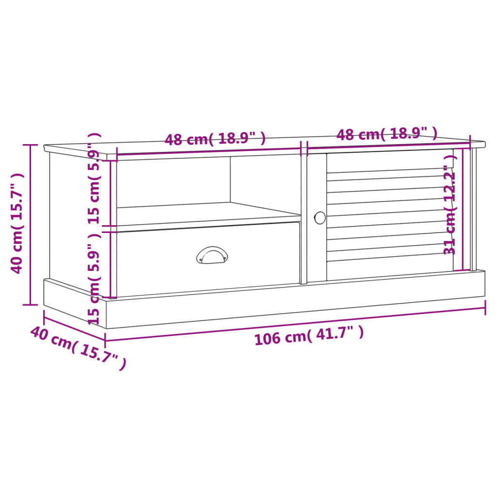 Tv-Meubel Vigo 06X40X40 Cm Massief Grenenhout