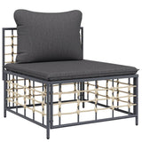 -Delige Loungeset Met Kussens Poly Rattan Antracietkleurig