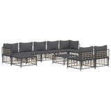 -Delige Loungeset Met Kussens Poly Rattan Antracietkleurig