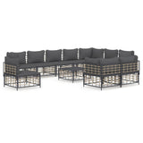 -Delige Loungeset Met Kussens Poly Rattan Antracietkleurig