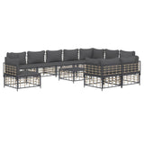 -Delige Loungeset Met Kussens Poly Rattan Antracietkleurig