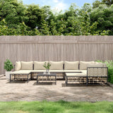 -Delige Loungeset Met Kussens Poly Rattan Antracietkleurig