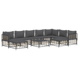 -Delige Loungeset Met Kussens Poly Rattan Antracietkleurig