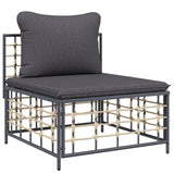 -Delige Loungeset Met Kussens Poly Rattan Antracietkleurig