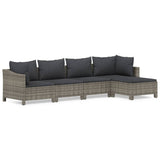 -Delige Loungeset Met Kussens Poly Rattan Grijs