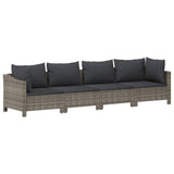 -Delige Loungeset Met Kussens Poly Rattan Grijs