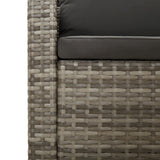 -Delige Loungeset Met Kussens Poly Rattan Grijs